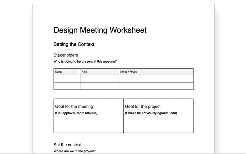 Design Meetings Worksheet